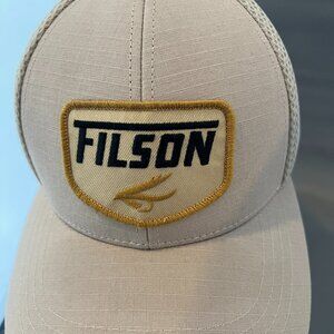 Filson Fishing Lure Mesh Canvas Hat with Leather Adjustable Strapback.